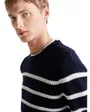 Pull col rond Homme DC HORIZONTAL STRIPE Bleu Marine/Ivoire