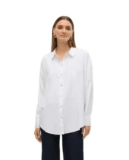 Chemisier Femme VMNORA LS OVERSIZE SHIRT WVN GA NOOS Blanc