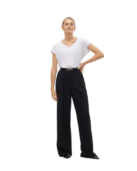 T-shirt col V Femme VMFILLI SS V-NECK TEE NOOS Blanc