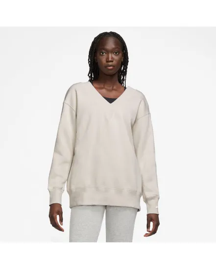 Sweat manches longues Femme W NSW PHNX FLC OS VNECK SWTSH Beige