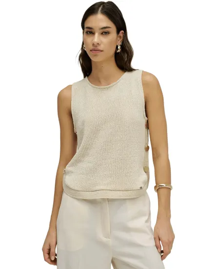 Top Femme Lurex Maille Avec Boutons