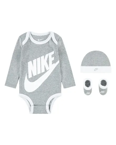 Ensemble 3 pièces Enfant FUTURA LOGO LS HAT / BODYSUIT / BOOTIE 3PC Gris