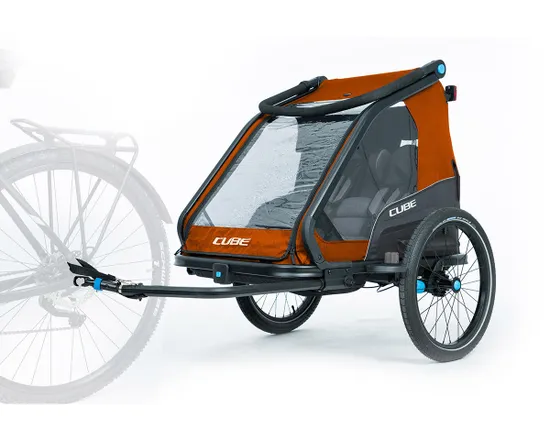 Remorque pour enfant 2 places DOUBLE CMPT X ACTIONTEAM Orange/Gris