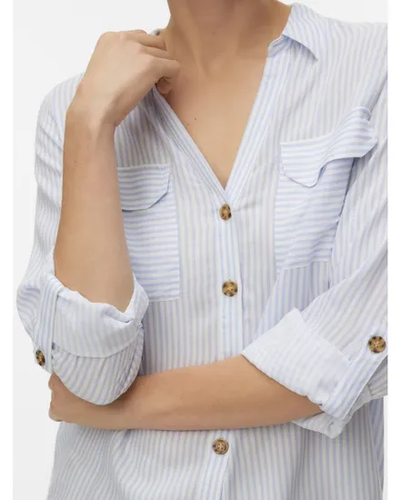 Chemisier Femme VMBUMPY L/S SHIRT NEW WVN GA NOOS Bleu Rayé