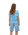 Top col V Femme VMEASY JOY V-NECK SS BLOUSE WVN GA Bleu à motifs