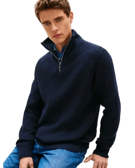 Pull Homme Fisherman Rib Zip Mock