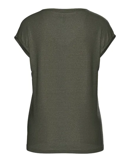 T-shirt manches courtes Femme PCBILLO TEE LUREX STRIPES JRS NOOS BC Vert