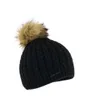 Bonnet Femme BONNET TORSADE UNI AVEC POMPON EN FAUSSE FOURRURE Noir
