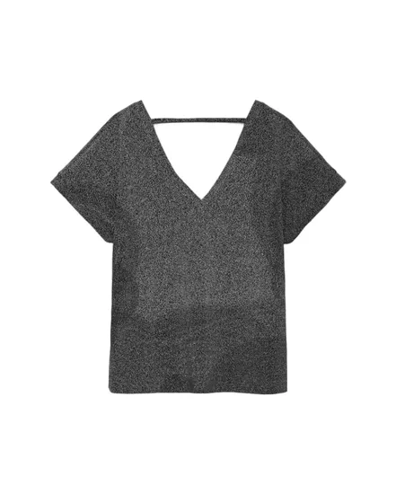 Top col V Femme VMHOXANNE S/S V-NECK TOP JRS BTQ Noir