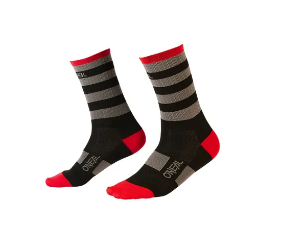 Chaussettes Unisexe MTB PERFORMANCE STRIPE Noir/Gris/Rouge