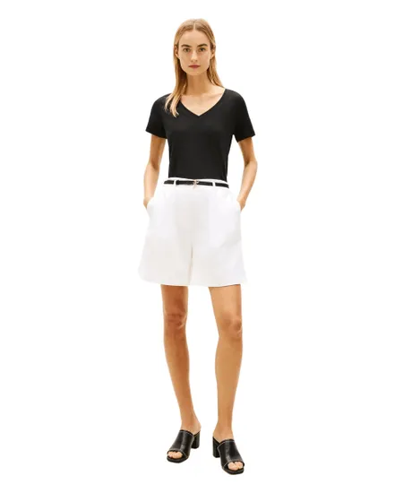 T-Shirt Femme Col V Lin Coton
