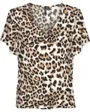 Top col V Femme VMEASY JOY V-NECK SS BLOUSE WVN GA Beige à motifs