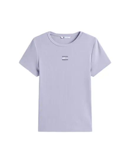 T-shirt col rond Femme SLIM BADGE RIB TEE Bleu Pervenche