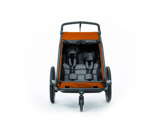 Remorque pour enfant 2 places DOUBLE CMPT X ACTIONTEAM Orange/Gris