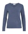 Pull col V Femme VIRIL V-NECK L/S KNIT TOP NOOS Bleu Indigo
