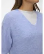 Pull Femme VMCREWLEFILE LS V-NECK BLOUSE NOOS Bleu