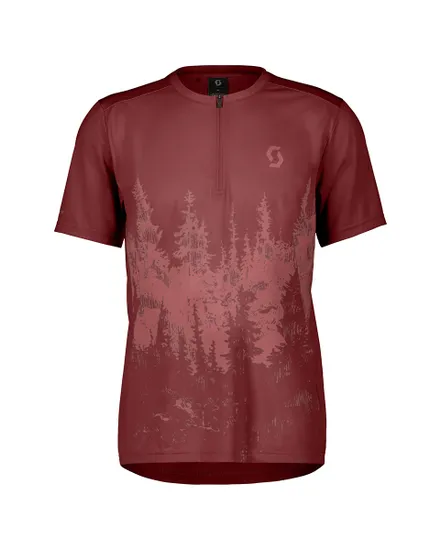 Maillot manches courtes Homme TRAIL FLOW ZIP Rouge Grenat