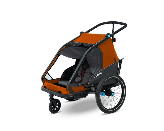 Remorque pour enfant 2 places DOUBLE CMPT X ACTIONTEAM Orange/Gris