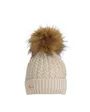 Bonnet Enfant TORSADE UNI AVEC POMPON FAUSSE FOURRURE Beige