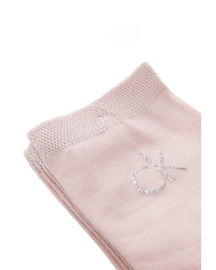 Lot de 2 paires de chaussettes Femme CK WOMEN SHORT SOCK 2P SHINY LOGO Rose