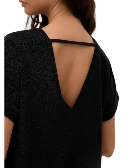 Top col V Femme VMHOXANNE S/S V-NECK TOP JRS BTQ Noir