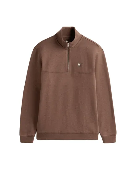 Pull col zippé Homme REG BADGE QZ EXT Marron