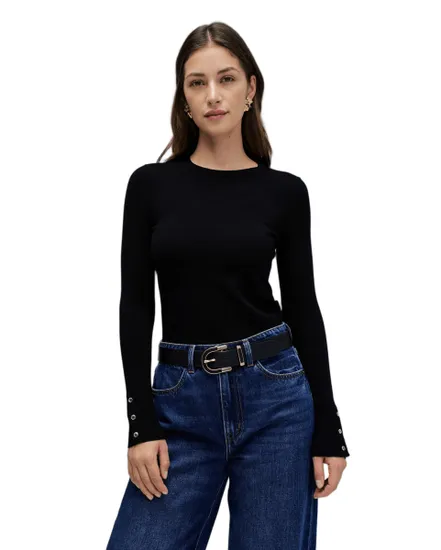 Pull col rond Femme BASIC LONG SLEEVE Noir