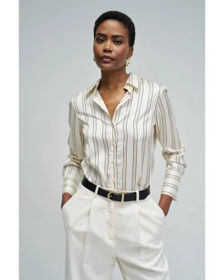 Chemise Femme BASIC SHIRT FRONT BUTTON UP CLOSURE Beige