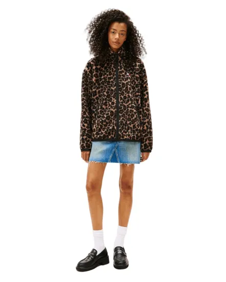 Sweat zippé Femme ZIP THROUGH BADGE TEDDY Léopard