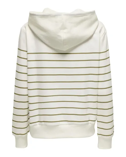 Sweatshirt à capuche manches longues Femme ONLADELLE L/S STRIPE HOOD SWT Blanc