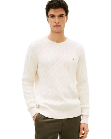 Pull col rond Homme CLASSIC COTTON CABLE CREW NECK Écru
