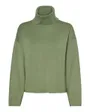 Pull manches longues Femme VMGOLD NEEDLE WIDE LS ROLLNECK BLOUSE Vert