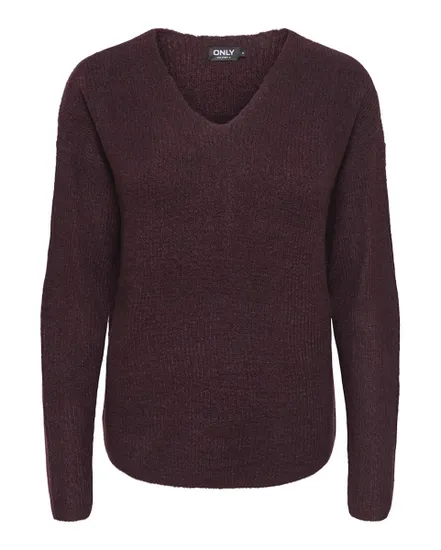 Pull Femme ONLCAMILLA V-NECK L/S PULLOVER KNT NOOS Bronze