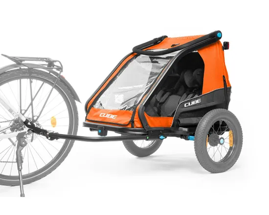 Remorque pour enfant 2 places DOUBLE CMPT X ACTIONTEAM Orange/Gris