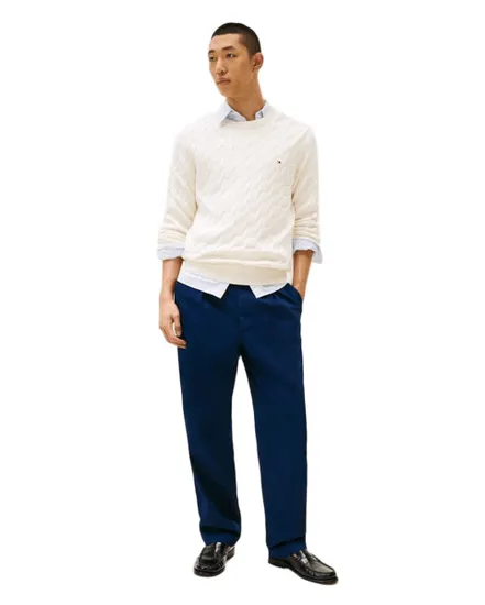 Pull col rond Homme CLASSIC COTTON CABLE CREW NECK Écru