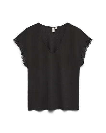 T-shirt Femme VMIBILSA S/S V-NECK TOP JRS BTQ Noir
