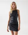 Robe effet cuir Femme FAUX LEATHER MINI DRESS Noir
