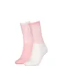 Lot de 2 paires de chaussettes Femme CKJ WOMEN SOCK 2P GLOSSY RIB Rose/Blanc