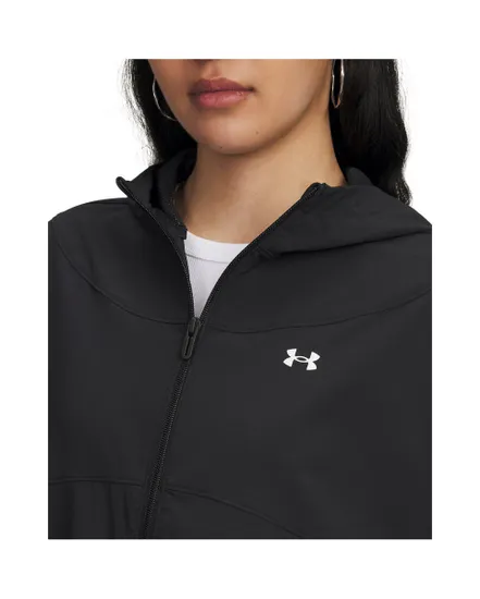 Sweat zip à capuche Femme UA RIVAL WOVEN JKT HD Noir