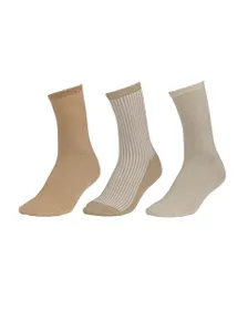Lot de 3 paires de chaussettes Femme PCCLARA SOCKS 3PCK FC Beige