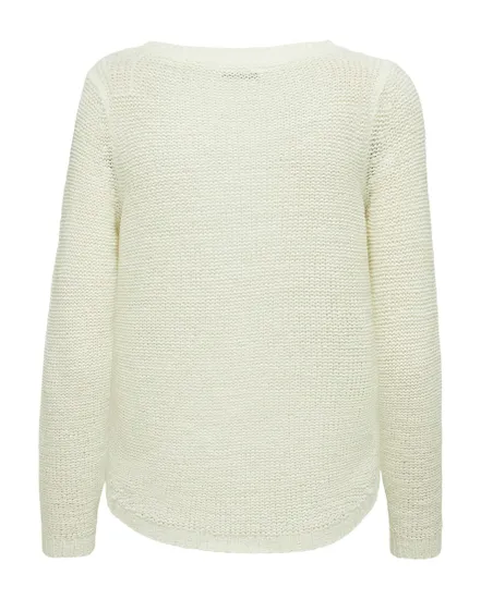 Pull en maille manches longues Femme ONLGEENA XO L/S PULLOVER KNT NOOS Blanc