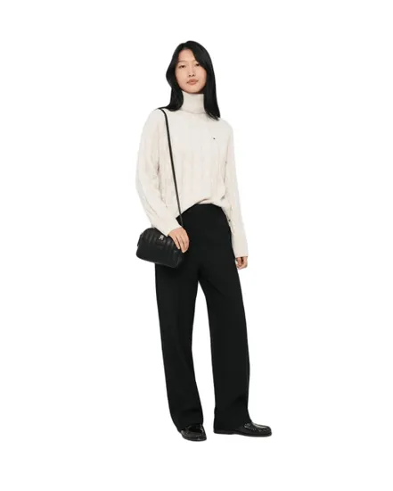 Pull col roulé Femme SOFT WOOL CABLE ROLL Écru Chiné
