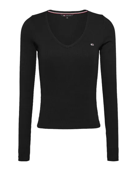 T-Shirt Manches Longues Femme Slim Essential Rib V Ls