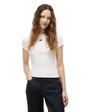 T-shirt col rond Femme SLIM BADGE RIB TEE Écru