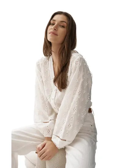 Blouse Femme Texturée Avec Dentelle
