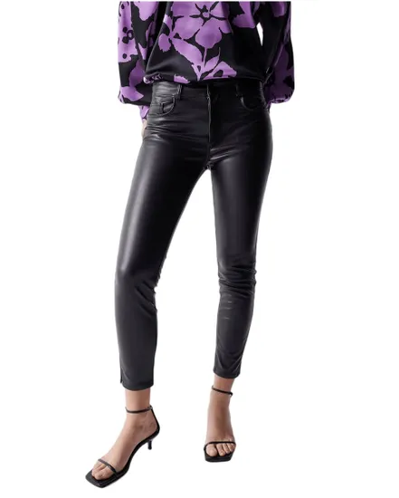 Pantalon Femme DESTINY CROPPED SKINNY IN BLACK PU Noir