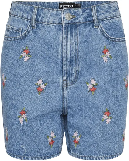 Short Jean Femme Broderie Florale
