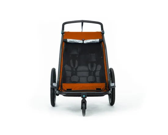 Remorque pour enfant 2 places DOUBLE CMPT X ACTIONTEAM Orange/Gris