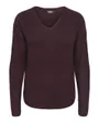Pull Femme ONLCAMILLA V-NECK L/S PULLOVER KNT NOOS Bronze