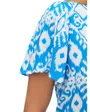 Top col V Femme VMEASY JOY V-NECK SS BLOUSE WVN GA Bleu à motifs